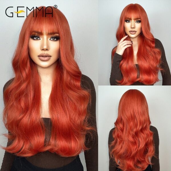 Peruca sintética longa ondulada cosplay GEMMA com Franja, peruca de cabelo natural para mulheres brancas, festa, resistente ao calor, rosa claro - Image 16