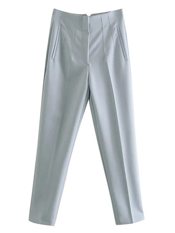 Calças feminina cintura alta, Pai Rann, elegantes e casuais, bege, calças justas femininas, moda, primavera - Image 12