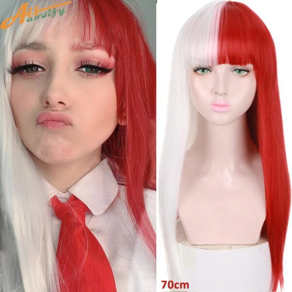 Perucas de cabelo sintético, LGBTQ, Allaosify, cosplay lolita feminino acessórios de cabelo longo encaracolado onda rosa azul anime cosplay. - Image 12