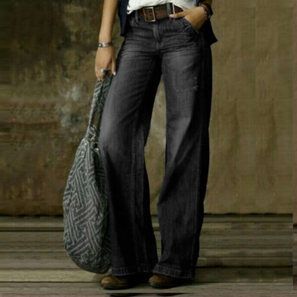 Calças feminina Jeans retrô cintura alta, calça reta de perna solta, moda casual de rua, Y2K, novo, 2023 - Image 8