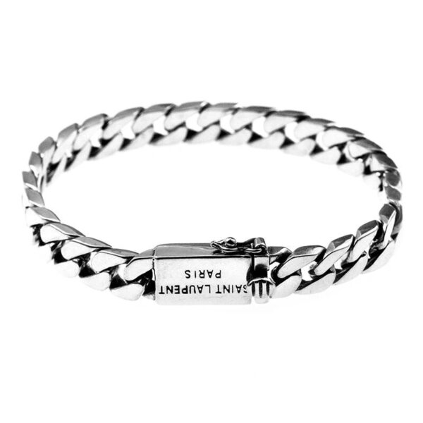 Pulseiras masculina, prata 925, retro simples, punk nu pulseira tank whip chain - Image 5