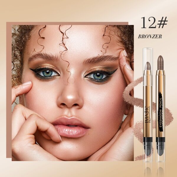 Sombra em lápis, Imagic-glitter, brilho, fosco, marcador, bicho-da-seda blush, pigmento natural, longa vida, 12 cores. - Image 2