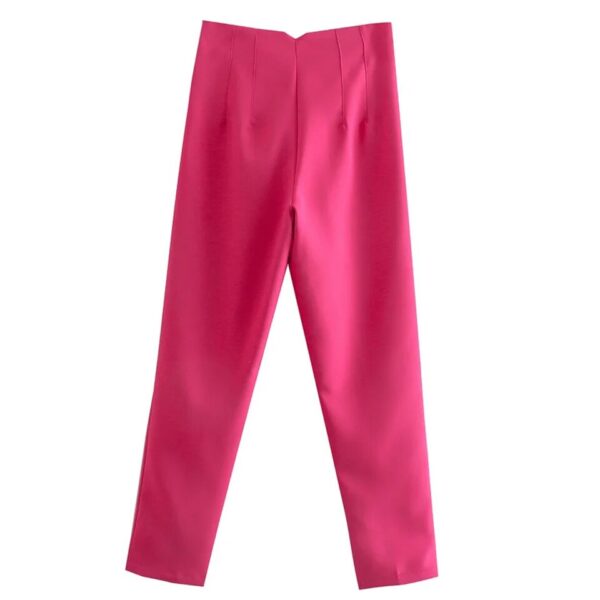 Calças feminina reta, KONDALA-moda chique, roupas de escritório, vintage, cintura alta, com zíper, 2023 - Image 22