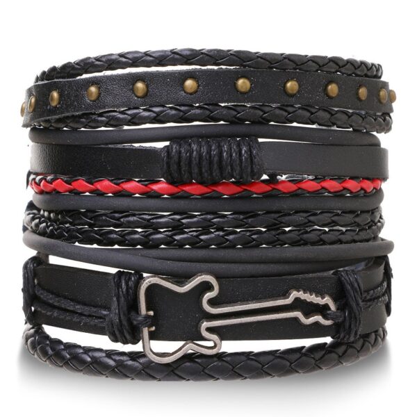 Pulseira couro ajustável, moda viking, mão, pulseiras tecido crânio, jóias ajustável conjunto - Image 36