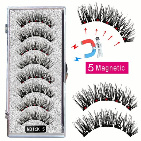 Cílios magnéticos, LEKOFO,  Natural Mink Eye Lashes, 5 Cílios Magnéticos, 4 Pares Ímãs, Faux Lashes Pinças, 8Pcs - Image 13