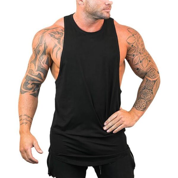 Camiseta masculina regata esportiva sem mangas, camiseta com corte muscular, camisa em y para treino - Image 2
