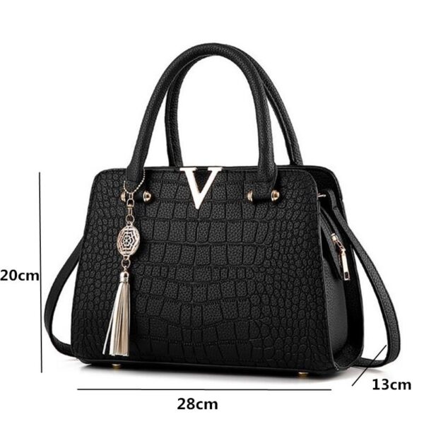Bolsa de couro para mulheres, bolsa crocodilo, grande capacidade, designer, letras V, senhoras, alta qualidade. - Image 9