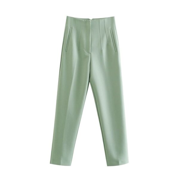 Calças feminina reta, KONDALA-moda chique, roupas de escritório, vintage, cintura alta, com zíper, 2023 - Image 25