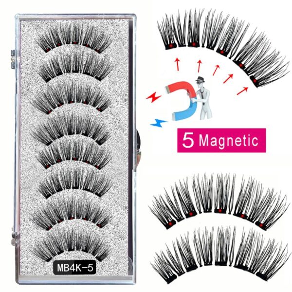 Cílios magnéticos, LEKOFO,  Natural Mink Eye Lashes, 5 Cílios Magnéticos, 4 Pares Ímãs, Faux Lashes Pinças, 8Pcs - Image 17
