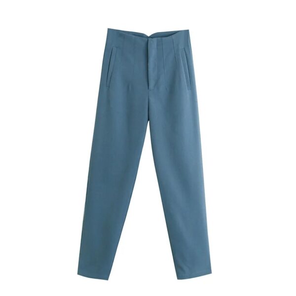 Calças feminina reta, KONDALA-moda chique, roupas de escritório, vintage, cintura alta, com zíper, 2023 - Image 35
