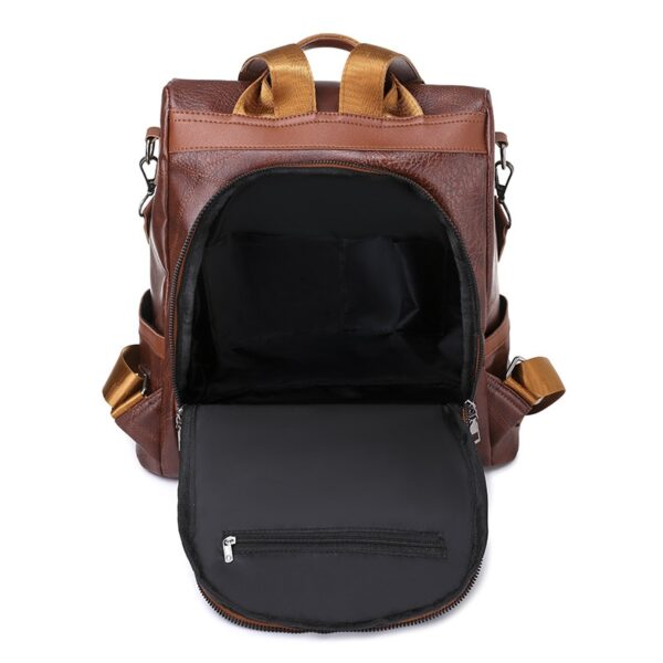 Mochila de couro macio anti-roubo para mulheres, moda simples, grande capacidade, de ombro designer, mochila de viagem, alta qualidade - Image 4