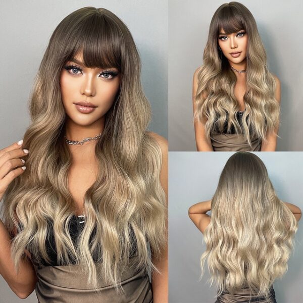 Peruca sintética longa ondulada cosplay GEMMA com Franja, peruca de cabelo natural para mulheres brancas, festa, resistente ao calor, rosa claro - Image 41