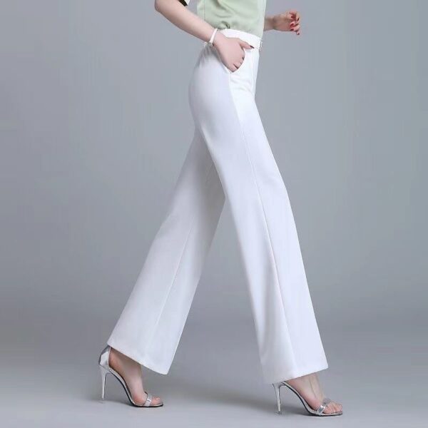 Calças feminina com cinto, de perna larga, calça reta, bolsos de cintura alta, moda elegante, primavera, verão, 4XL, 2023 - Image 3
