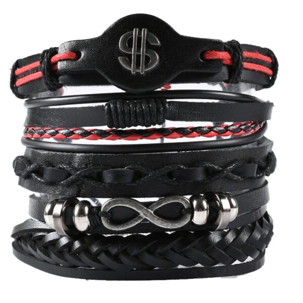 Pulseira couro ajustável, moda viking, mão, pulseiras tecido crânio, jóias ajustável conjunto - Image 4