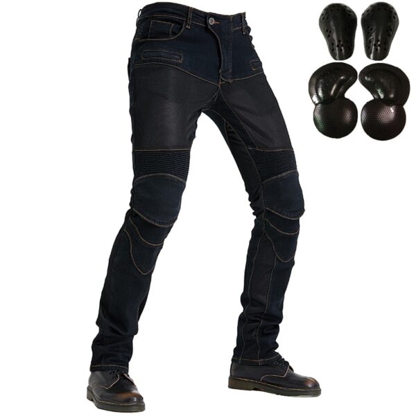Calças masculina Jeans resistente a queda para motocicletas, com engrenagem de joelho quadril, jeans clássico ao ar livre, verão PK719 - Image 3