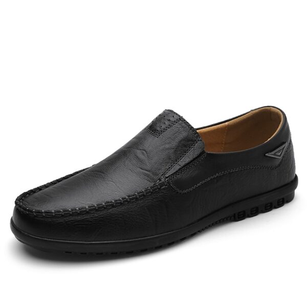 Sapatos masculinos de couro casual, mocassins masculinos, sapatos pretos leves e macios, plus size, 38-46 - Image 9