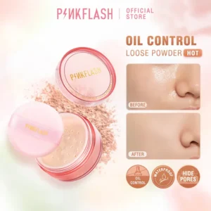 Pó facial fosco à prova d'água para maquiagem facial, Pinkflash, acabamento fosco, controle de óleo, cobertura total, cosméticos, 3 cores