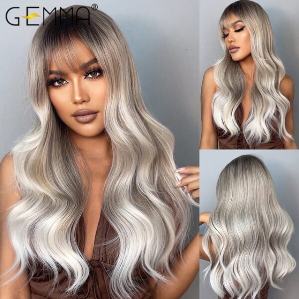 Peruca sintética longa ondulada cosplay GEMMA com Franja, peruca de cabelo natural para mulheres brancas, festa, resistente ao calor, rosa claro - Image 17