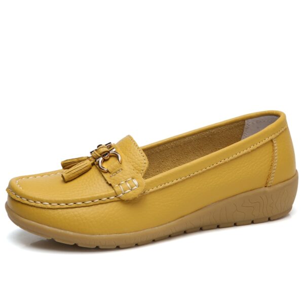 Sapatos feminino de couro oco único macio respirável, mocassins casuais para senhoras, sapatos de calçar, tamanho grande, 41, 42 - Image 6