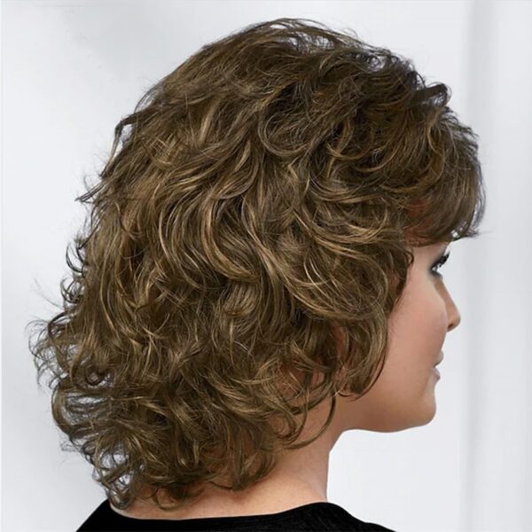 Perucas de cabelo sintético curto, HAIRJOY, encaracolado com Bangs Ombro Comprimento Castanho Loiro Cinzento Branco Peruca - Image 8
