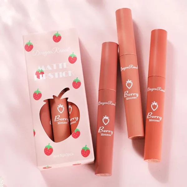 Batom líquido, 3 pçs conjunto, doce matte velvet, esmalte à prova d água de longa duração não-marcação natural lábio matiz kit  yzl1 - Image 6