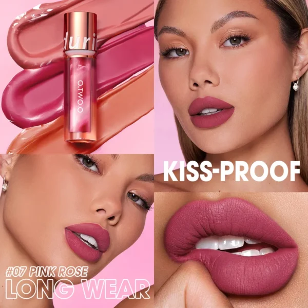 Batom lip gloss, O.TWO.O, Maquiagem Impermeável Velvet Non-stick Cup 8 Cores Lip Tint Matte Long Lasting Sexy Red Liquid Lip Stick - Image 2