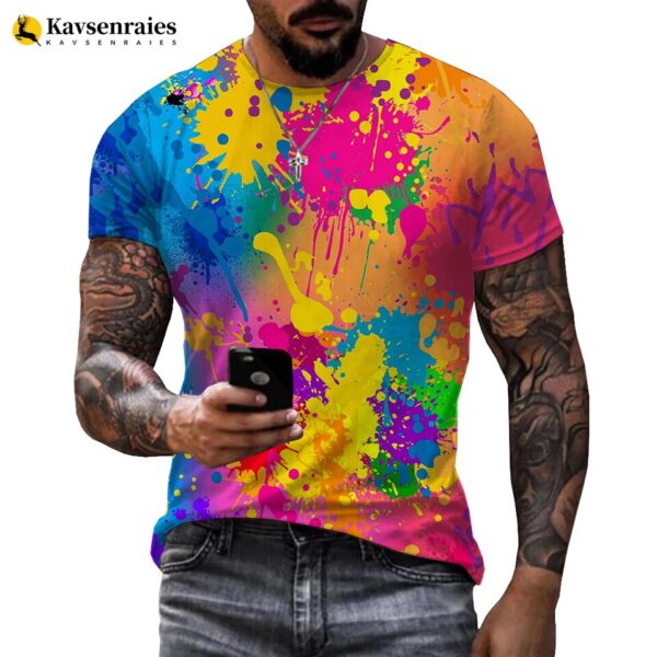 Camisetas masculina LGBTQ estampada com tinta arco-íris, hipster verãO, 3D, moda Harajuku, tops de grandes dimensões, 2023 - Image 9