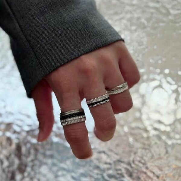 Anéis unissex, de engrenagem rotativa, 925 Sterling Silver, Jóias Premium Europeu, Casais Moda, Marca de Luxo, Presente - Image 9
