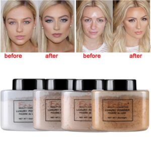 Pó facial suave solto, controle de óleo rosto, pó maquiagem corretivo highlighter pó mineral maquiagem solto pó escova