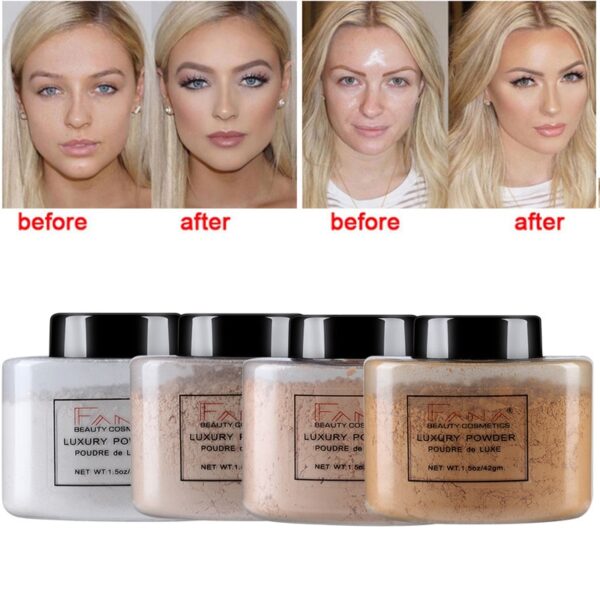 Pó facial suave solto, controle de óleo rosto, pó maquiagem corretivo highlighter pó mineral maquiagem solto pó escova