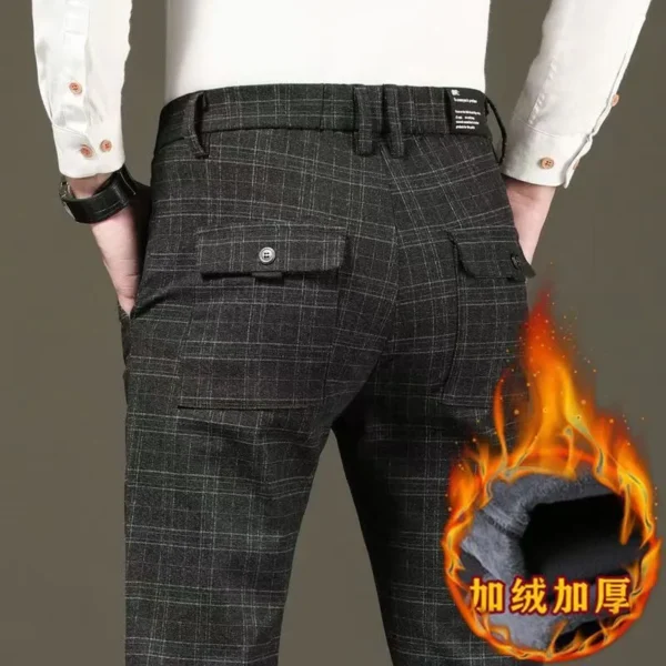 Calças masculina 4 estações, xadrez,  de negócios, roupas em linha reta casual harem calças tamanho 38 - Image 17