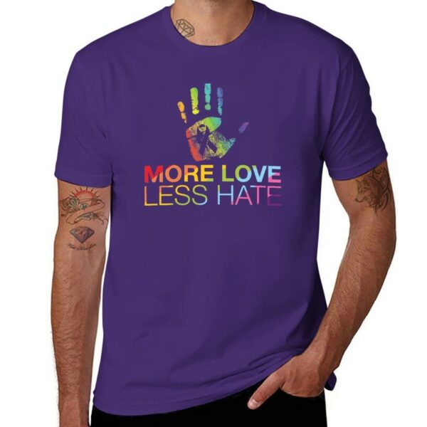 Camisetas masculina LGBTQ, More Love Less Hate, camisetas brancas roupas vintage, t-shirts - Image 13