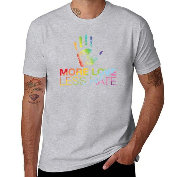 Camisetas masculina LGBTQ, More Love Less Hate, camisetas brancas roupas vintage, t-shirts - Image 16