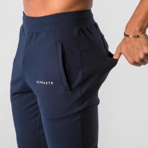 Calças masculina de algodão fina respirável, casual, de boca de feixe, esportes de treino de corrida, musculação, novo 2023