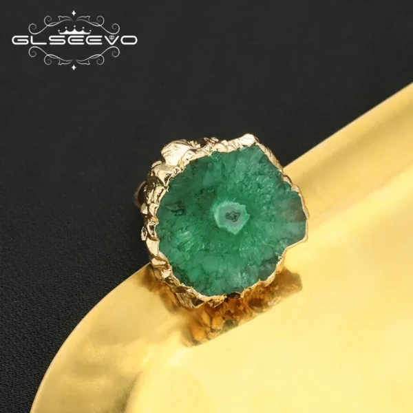 Anéis feminino pedra verde natural, GLSEEVO, Anéis Ajustáveis, Tendência Romântica Jóias, Presentes, Acessórios - Image 22