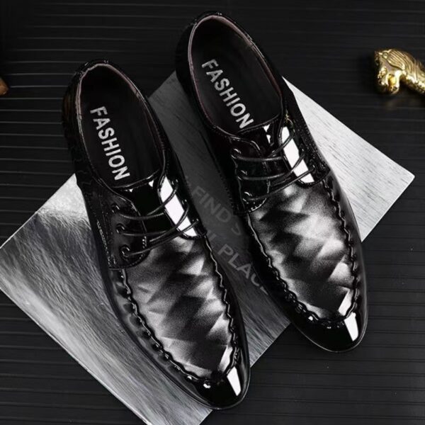 Sapatos de couro masculino Oxford de laca, sapatos luxuosos, sapatos de dedo apontado, sapatos clássicos Derby, tamanho 38-48 - Image 9
