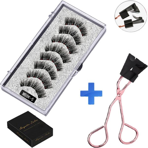 Cílios magnéticos, LEKOFO,  Natural Mink Eye Lashes, 5 Cílios Magnéticos, 4 Pares Ímãs, Faux Lashes Pinças, 8Pcs - Image 5