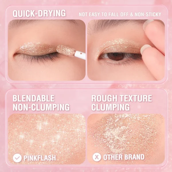 Sombras líquida  glitter, PINKFLASH, Dupla Cabeça, Impermeável, Alto Pigmento, Longa Duração, Sombra Leve, Maquiagem Cosméticos - Image 3