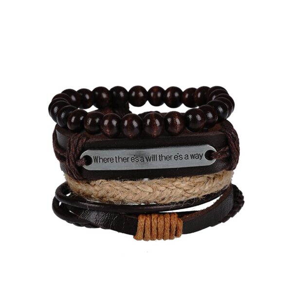 Pulseiras masculina vintage de couro multicamadas, caveira gótica, metal estrela - Image 28