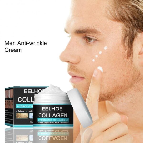 Creme facial para homens, Colágeno anti rugas, Ácido hialurônico, Vitamina E Creme, Hidratante rosto cuidados com a pele produto, Fade Fine Lines, Beleza - Image 5