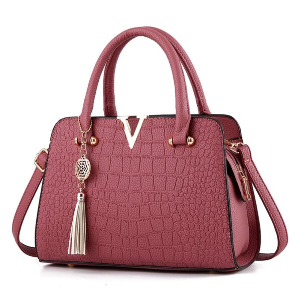 Bolsa de couro para mulheres, bolsa crocodilo, grande capacidade, designer, letras V, senhoras, alta qualidade. - Image 7