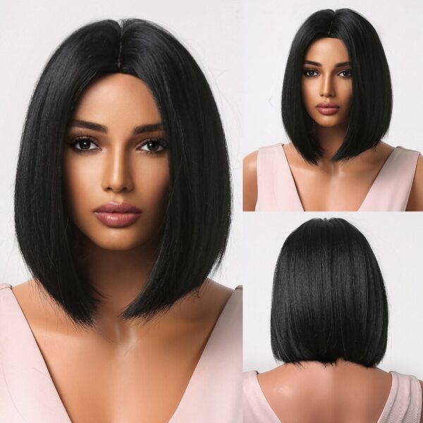 Perucas sintética curta com franja, Wine vermelho, borgonha natural bob peruca reta para preto feminino festa cosplay traje resistente ao calor - Image 11