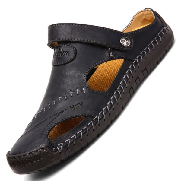 Chinelos masculino clássicos de couro genuíno, sandálias de verão, chinelo exterior, chinelos de borracha de praia respirável, chinelo masculino, 2023 - Image 7