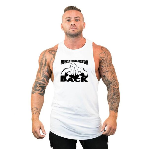 Camiseta masculina regata esportiva sem mangas, camiseta com corte muscular, camisa em y para treino - Image 23