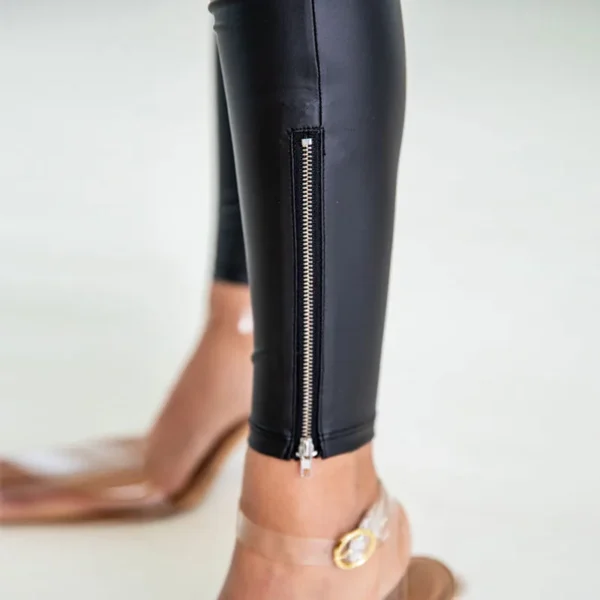 Calças feminina, Sexy tornozelo Zip Matte couro, lápis calças, PU Slim cintura alta sem costura moda Bodycon calças, Streetwear personalizado, 2024 - Image 2