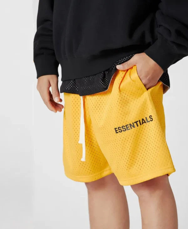 Shorts unissex de malha com cordão, ESSENCIAIS, shorts de corrida, de ginástica, respirável, estampa de letras, calça esportiva solta, casual, verão - Image 4
