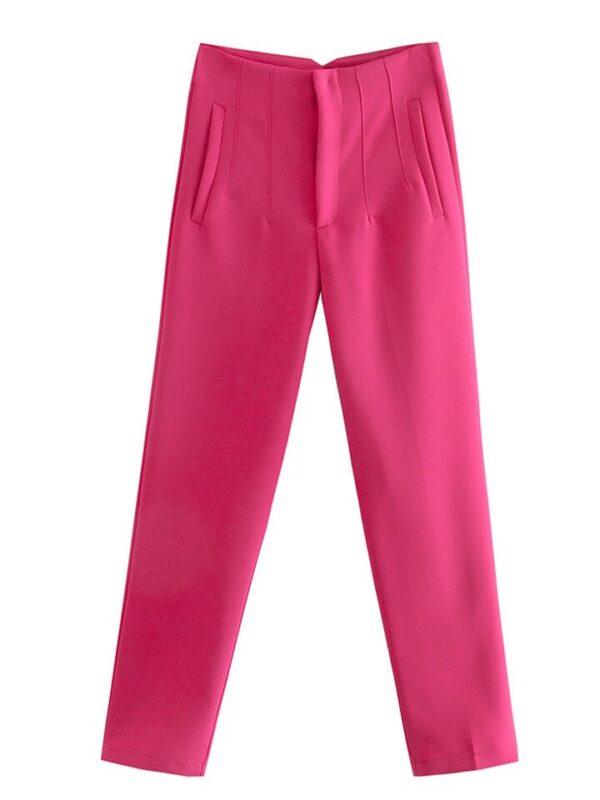 Calças feminina cintura alta, Pai Rann, elegantes e casuais, bege, calças justas femininas, moda, primavera - Image 20