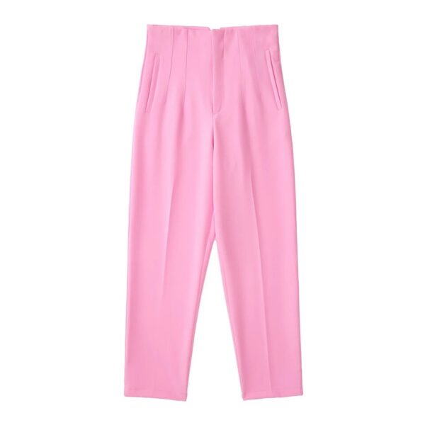 Calças feminina reta, KONDALA-moda chique, roupas de escritório, vintage, cintura alta, com zíper, 2023 - Image 23