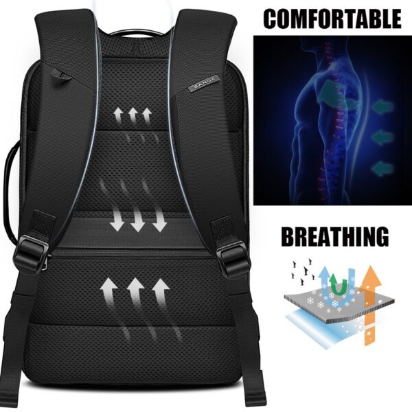 Mochila impermeável de luxo para, 15,6 mochilas para laptop, USB Travel Bag, Mochila grande multifunções, moda. - Image 4