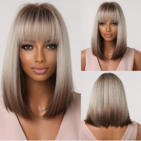 Perucas curta sintética, HENRY MARGU, para Mulheres Negras, Loiras, Marrons, Ombre Com Franja, Cabelo Cosplay, Resistente Ao Calor - Image 11